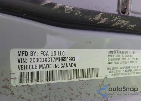 2021 Dodge Charger R/T Rwd z USA, uszkodzony, nr VIN 2C3CDXCT7MH656993